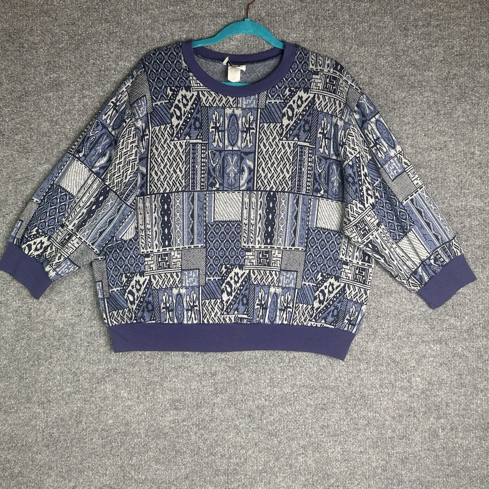 Vintage Spoiled Rotten Usa Womens Knit Sweater Size Xl Abstract Acrylic